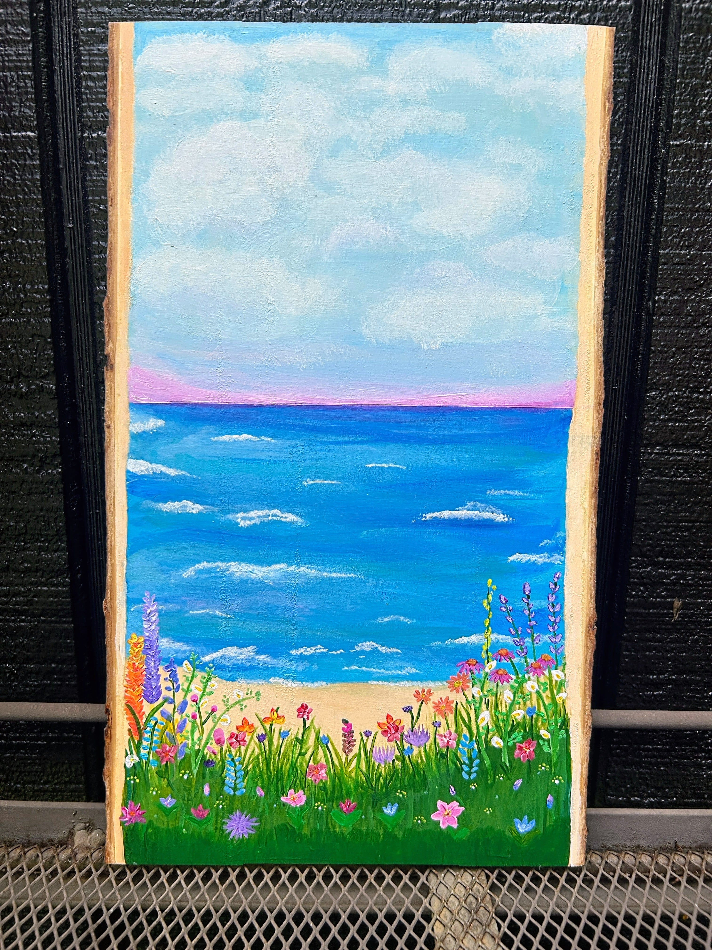 Reversible Cherry Blossom Beach Painting